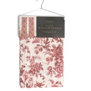 EnVogue Cardinal Floral Winter Brick Red Polyester Curtain Panel Set 2pc 37"x84"